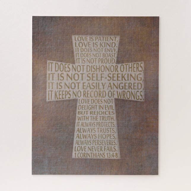 Puzzle I Cor 13 Chapitre d'amour Croix de la Bible chréti (Vertical)