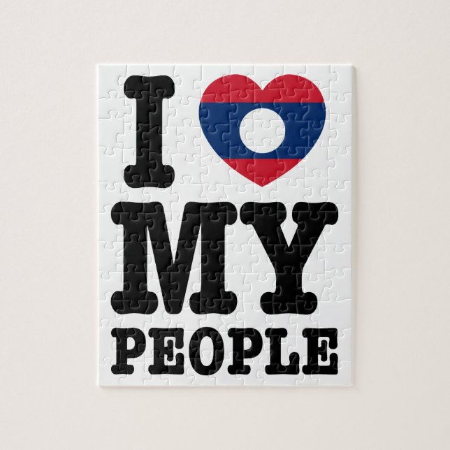 Puzzle I Heart (Love) My Lao People (Vertical)