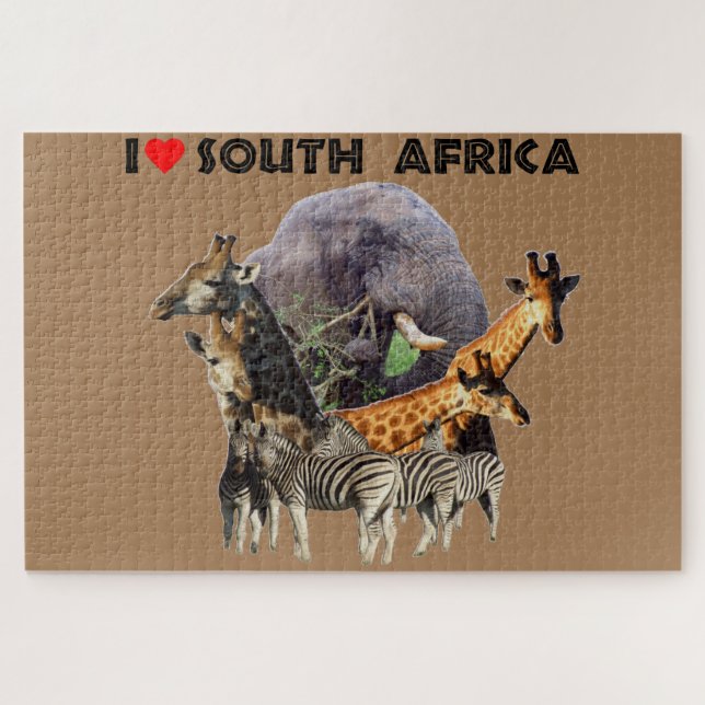 Puzzle I Heart South Africa Wildlife Collage (Horizontal)