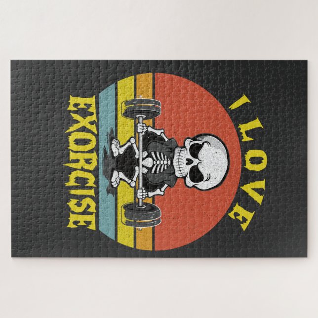 Puzzle I Love Exorcize Funny Éffrayant Halloween Squelett (Horizontal)