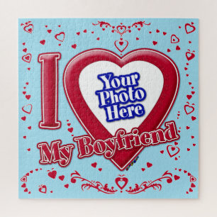 Puzzle I Love My Boyfriend Photo Coeurs rouges Horizon bl
