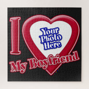 Puzzle I Love My Boyfriend Photo Red Heart Black