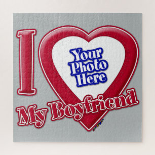Puzzle I Love My Boyfriend Photo Red Heart Grey