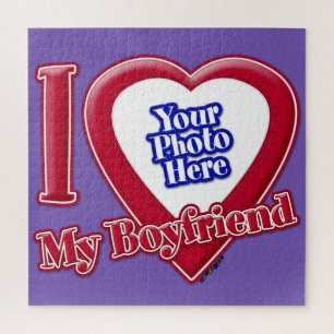 Puzzle I Love My Boyfriend Photo Red Heart Purple