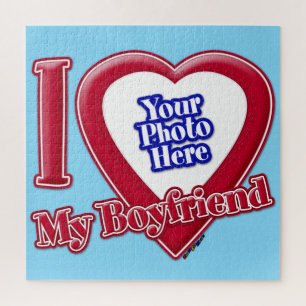 Puzzle I Love My Boyfriend Photo Red Heart Turquoise
