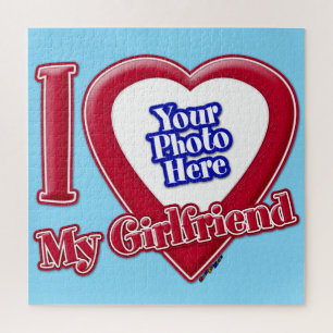 Puzzle I Love My Girlfriend Photo Coeur Rouge Turquoise