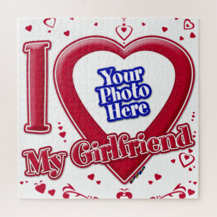 Puzzle I Love My Girlfriend Photo Coeurs rouges
