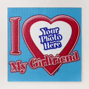 Puzzle I Love My Girlfriend Photo Red Heart Turquoise