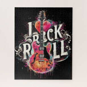 Puzzle I Love Rock N Roll Guitare Electrique Peinture Rou