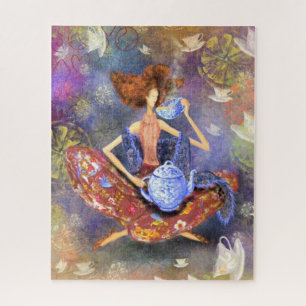 Puzzle I Love Tea Girl Dessin Vintage Imaginaire Fairytal