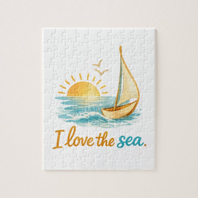 Puzzle I Love the Sea Sailboat Sunset Ocean 110 Piece Puz (Vertical)