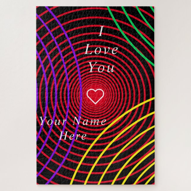 Puzzle I Love You - Coloured Love Circles - Ajouter Votre (Vertical)