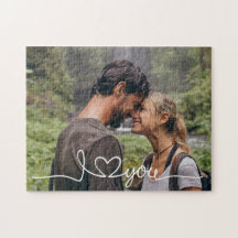 I Love You in White Script with Heart Custom