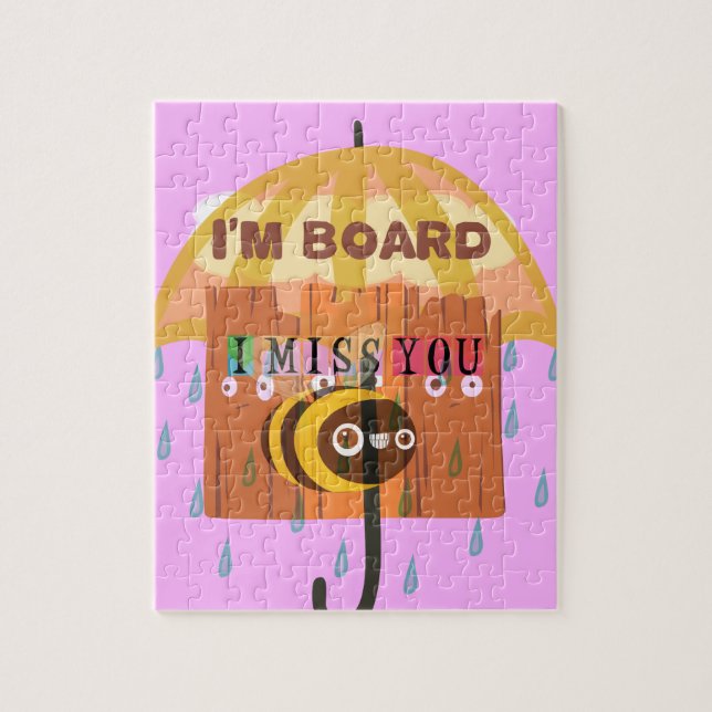 Puzzle I Miss You in the rain I am bored (Vertical)