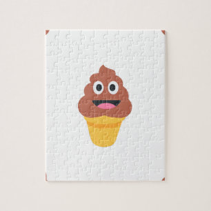 Puzzle ice cream cone poo emoji