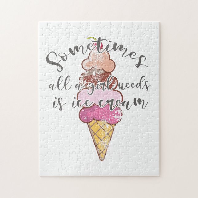 Puzzle Ice Cream Lover Cadeau Girl Besoin de crème glacée (Vertical)