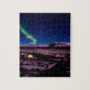 Puzzle Iceland green northern lights sky