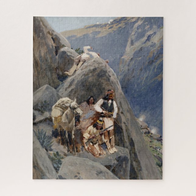 Puzzle Icônes amérindiennes : Guerriers Apache, Cavalerie (Vertical)