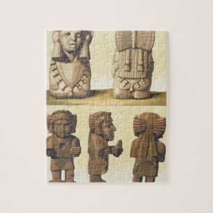 Puzzle Idoles aztèques, Mexique (lithographie de couleur
