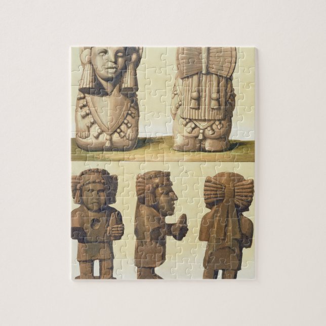Puzzle Idoles aztèques, Mexique (lithographie de couleur) (Vertical)