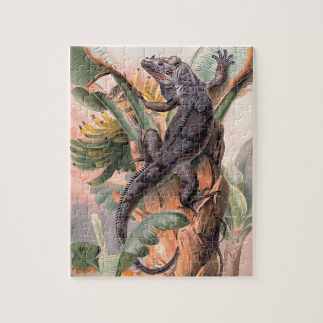 Puzzle Iguane noir tropical, animal reptile sauvage vinta (Vertical)