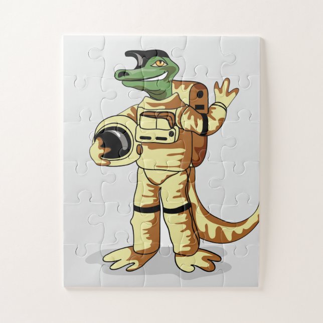 Puzzle Iguanodon Habillé Dans Un Spacesuit Cosmonaute. (Vertical)