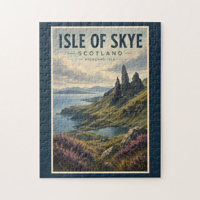 Puzzle Île de Skye Écosse Paysage Voyage Art Rétro (Vertical)