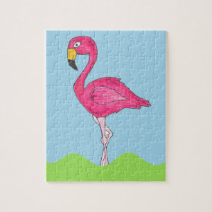 Puzzle Île tropicale Flamant rose rose chaud Oiseau anima