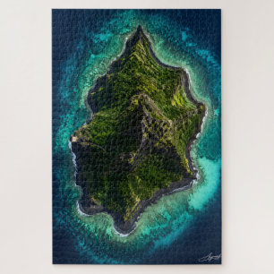 Puzzle Île volcanique de sable noir vue satellite