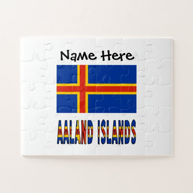 Puzzle Îles Åland et drapeau Ålander Personnalisé  (Horizontal)
