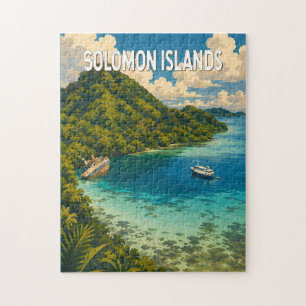 Puzzle Îles Salomon Illustration Art de voyage Vintage