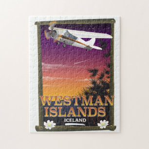Puzzle Îles Westman Island affiche de voyage en Islande