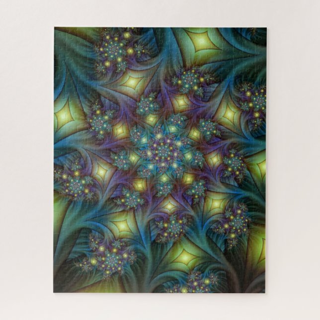 Puzzle Illuminé Abstrait brillant Turquoise violet Fracta (Vertical)