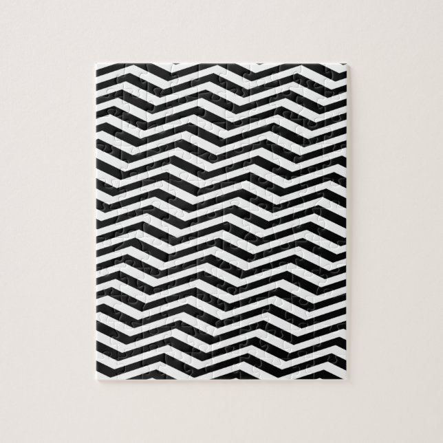 Puzzle Illusion d'optique Motif noir blanc Chevron (Vertical)