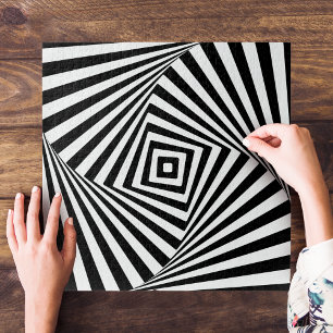 Puzzle Illusion géométrique noire et blanche Holographiqu