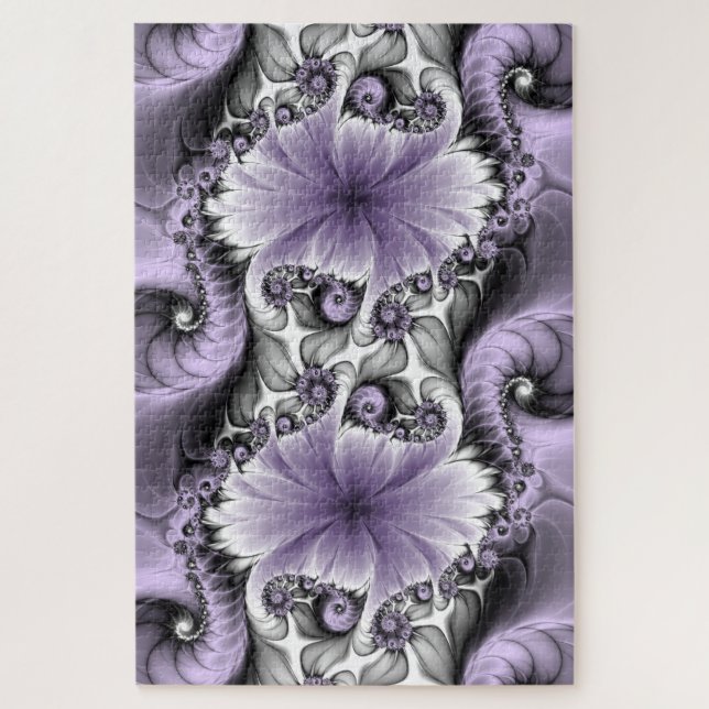 Puzzle Illusion Lilac Abstrait Floral Fractal Art Imagina (Vertical)
