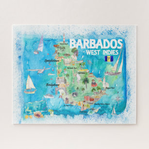 Puzzle Illustrated Caribbean Travel Map