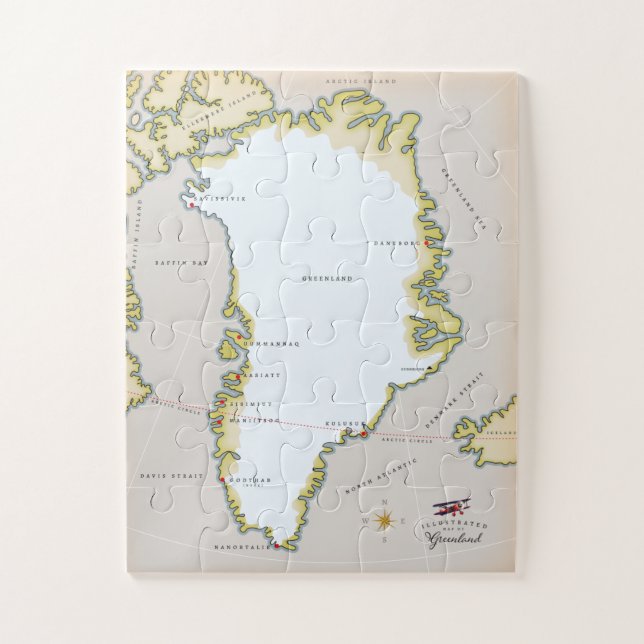 Puzzle Illustrated map of Greenland (Vertical)