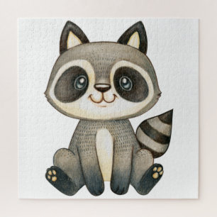 Puzzle Illustration Adorable de Raton Laveur Dessinée à l