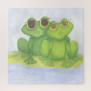 Puzzle Illustration Adorable Frog Lovers