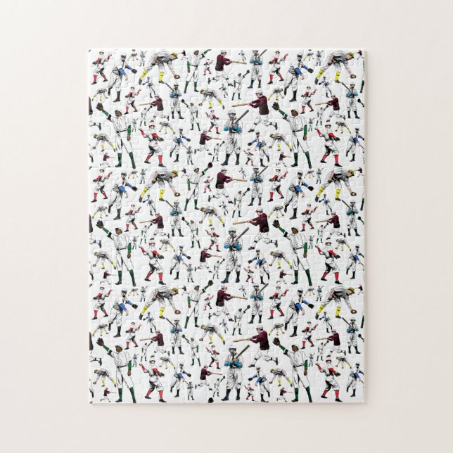 Puzzle Illustration amusante de joueurs de baseball Vinta (Vertical)