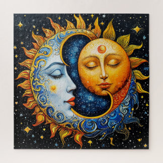 Puzzle Illustration artistique du soleil et de la lune