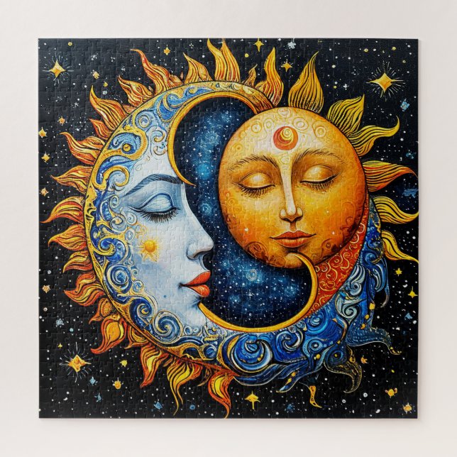 Puzzle Illustration artistique du soleil et de la lune (Vertical)