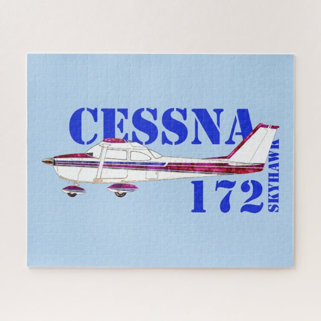 Puzzle Illustration Cessna 172 Skyhawk Texte Gras Design (Horizontal)