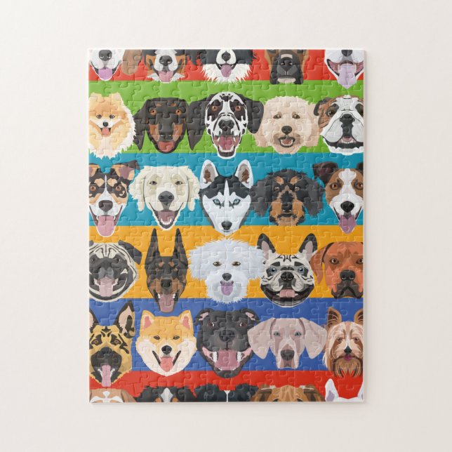 Puzzle Illustration chiens colorés motifs sans soudure (Vertical)