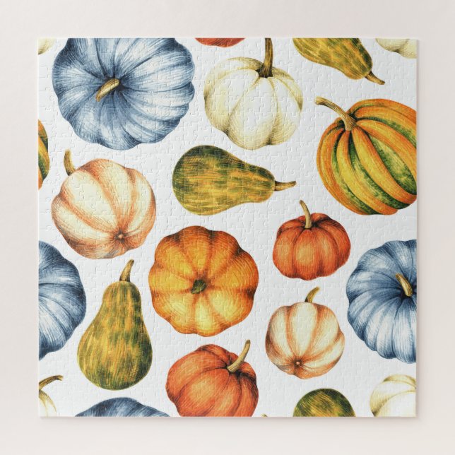 Puzzle Illustration citrouille : Motif d'aquarelle transp (Vertical)