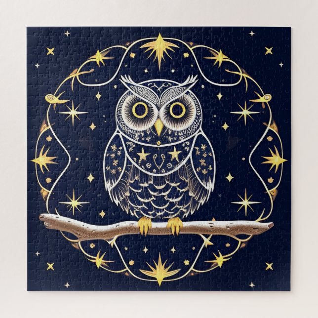 Puzzle Illustration complexe de hibou nocturne (Vertical)