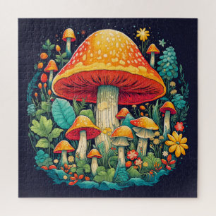 Puzzle Illustration créative de la forêt de champignons A