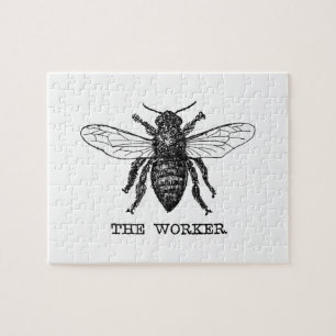 Puzzle Illustration d'abeille ouvrière vintage