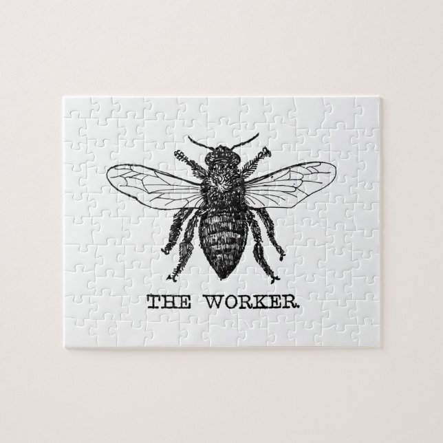 Puzzle Illustration d'abeille ouvrière vintage (Horizontal)